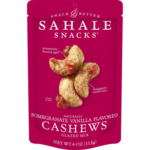 Sahale Snacks Naturally Pomegranate Vanilla Flavored Cashews Glazed Mix, Gluten-free Snack, 4-ounce Bag