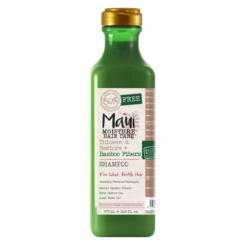 Maui Moisture Thicken & Restore + Bamboo Fibers Strengthening Shampoo, 19.5 Fl Oz