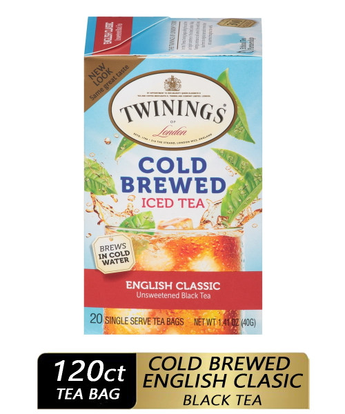 Twinings Of London English Classic Cold Brewed Iced Tea Bags , 20 Ct., 1.41 Oz., 6 Boxes