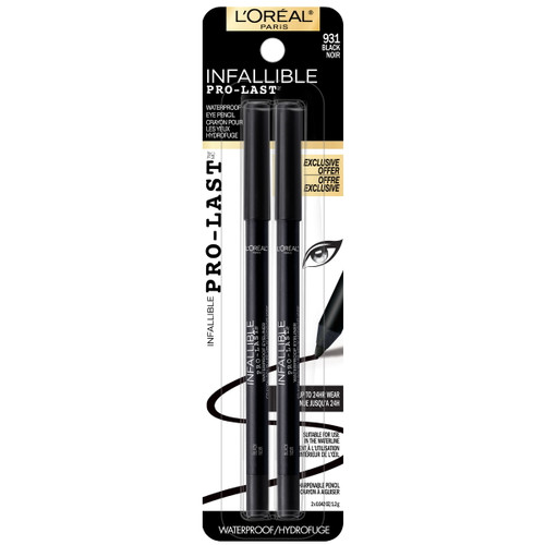L'oreal Paris Infallible Pro-last Waterproof, Up To 24hr Pencil Eyeliner, Black, 2 Ct