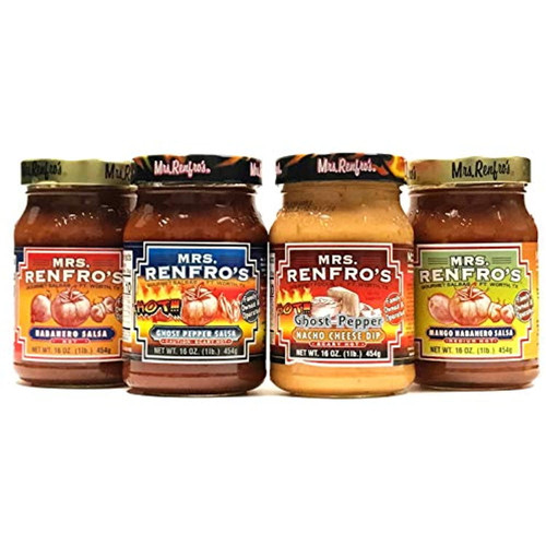 Mrs Renfros Salsa Combo Pack (ghost Pepper, Ghost Nacho Cheese, Mango Habanero, Habanero) | Pack Of 4
