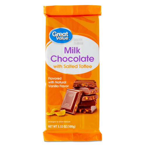 Great Value Milk Chocolate With Salted Toffee Bar, 3.52 Oz