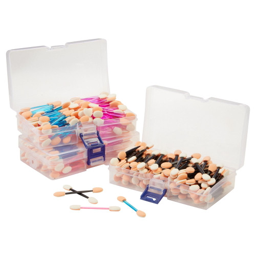 480 Pack Disposable Eyeshadow Applicators Sticks, Double Sided Eye Shadow Sponge Brushes With 4 Storage Cases, 2.4 In, 5 Colors