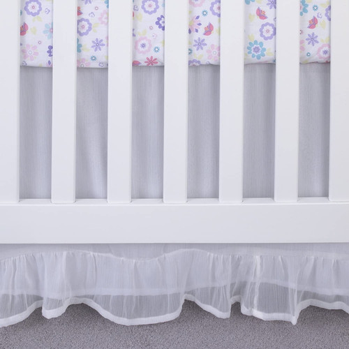 Nojo Ivory Crinkle Crib Skirt/dust Ruffle, White, 18"