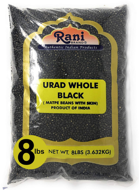 Rani Urid / Urad Whole Black (matpe Beans With Skin) Lentils, 128oz (8lbs) 3.6kg Bulk ~ All Natural | Indian Origin | Gluten Friendly | Non-gmo | Vegan