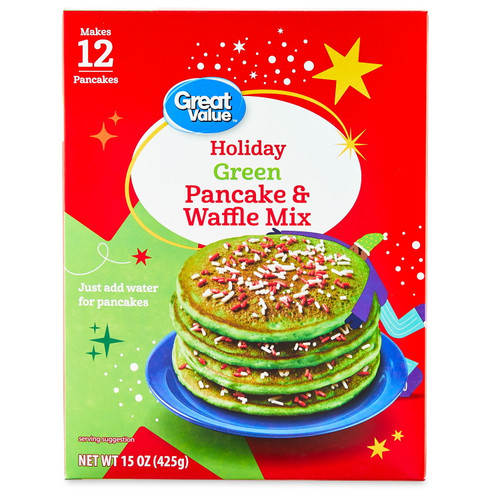 Great Value Holiday Green Pancake & Waffle Mix, 15 Oz - Baking Mixes