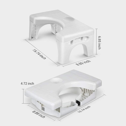 Squat Potty For Adults Foldable, 6.85'height Pooping Squatting Stool-white