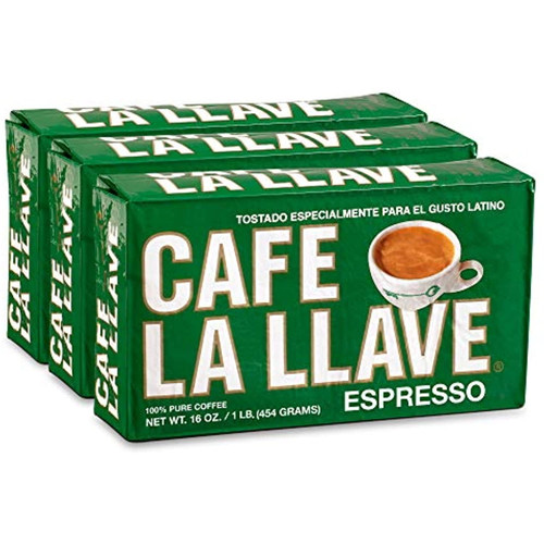 Cafe La Llave Espresso Dark Roast Coffee, (3 X 16 Oz Bricks)