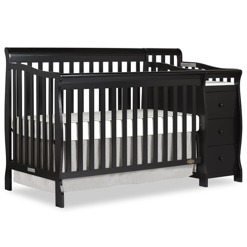 Dream On Me Brody 5-in-1 Convertible Crib With Changer, Black