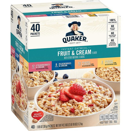 Quaker Instant, Oatmeal Fruit & Cream, Variety Pack (40 Pk.)