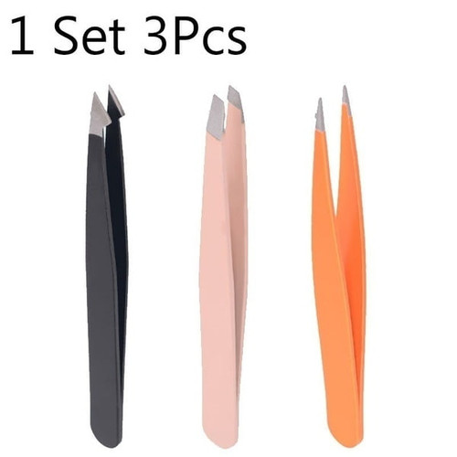 Sanwood Eyebrow Tweezers 3pcs Point Slant Knife Tip Eyebrow Removal Tweezers Eyelashes Extension Tools
