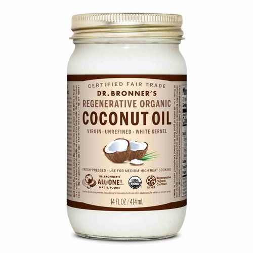 Dr. Bronners Fair Trade Organic White Virgin Coconut Oil - 14 Oz (414 Ml)