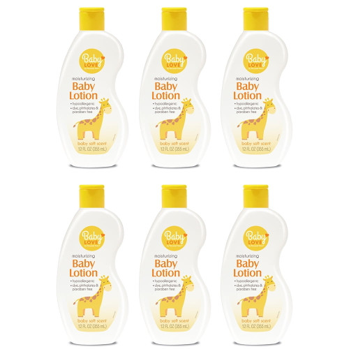 Personal Care Baby Love Moisturizing Baby Lotion. Gentle And Hypoallergenic With Aloe Vera. Baby Soft Scent. 12 Oz. Pack Of 6