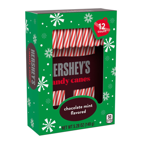 Hershey's, Chocolate Mint Flavored Candy Canes, Christmas, 5.28 Oz, Box (12 Pieces)