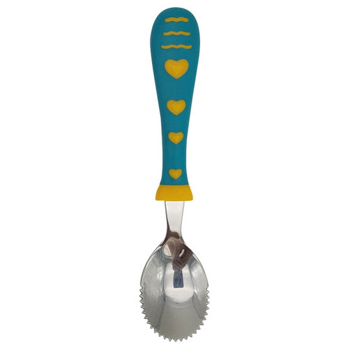 Opolski Rounded Serrated Fruit Puree Spoon With Handle Rounded Serrated Stainless Steel Ergonomically Designed Baby Scraper Spoon Infants Supplies