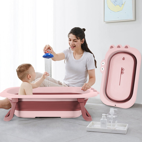 Folding Baby Bathtub,portable Non-slip Travel Bathtub Washing Tub Baby Comfort Tub Shower Tub For 0-6 Years Old Unisex Baby , Pink