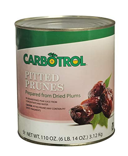 Carbotrol #10 Juice Packed Canned Fruit, Pitted Prunes (3 - 110oz Cans Per Case)