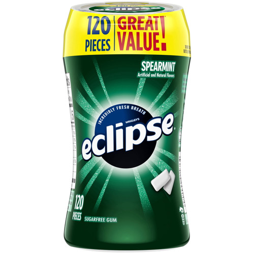 Eclipse Spearmint Sugar Free Chewing Gum, Value Pack - 120 Ct Bottle
