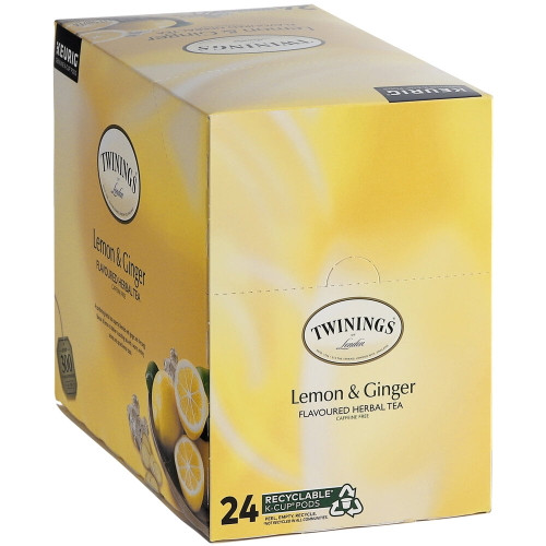 Twinings Lemon & Ginger Herbal Tea Single Serve K-cup Pods - 24/box