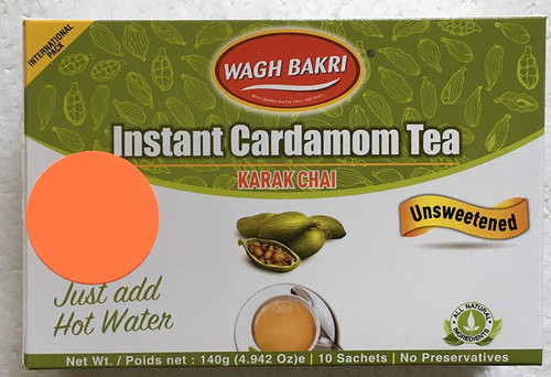 Wagh Bakri Instant Cardamom Chai Tea Unsweetened - 10 Sachets