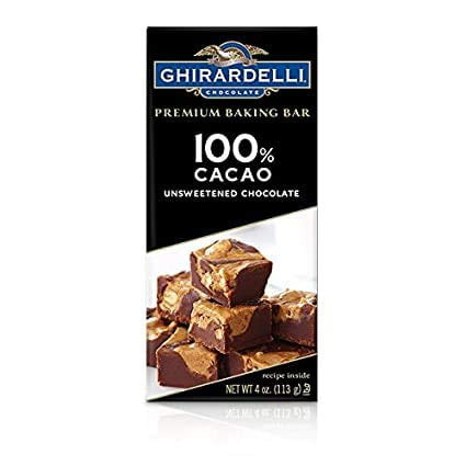 Ghirardelli Premium Baking Bar, 100% Cacao Unsweetened Chocolate, 4 Oz