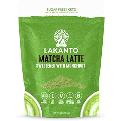 Lakanto Sugar Free Matcha Latte - Green Tea Powder With Shelf Stable Probiotics And Fiber, Sugar Free, Monk Fruit Sweetener, Keto Diet Friendly, Vegan, Detox, Destress, Antioxidants, Authentic (1
