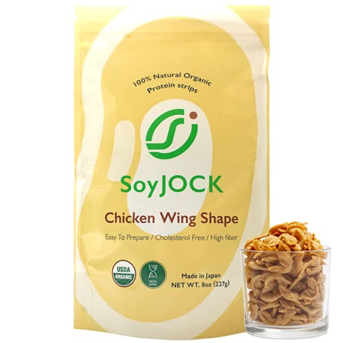 Soyjock Dried Soy Beans Protein Strips Vegan Meat Substitute Tvp Textured Vegetable Protein Gluten Free Organic Non-gmo, Chicken Wing Shape - 8.0oz (227g) 1 Pack, Made In Japan