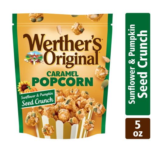 Werthers Original Sunflower And Pumpkin Seed Crunch Caramel Popcorn, Resealable Pouch, 5 Oz