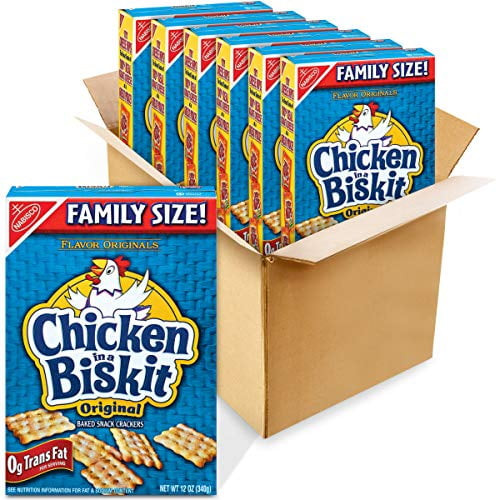 Chicken In A Biskit Original Baked Snack Crackers, Family Size, 6 - 12 Oz Boxes