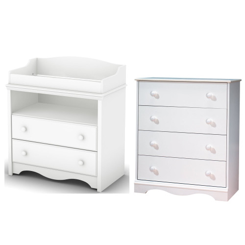 South Shore Angel Changing Table And 4-drawer Chest Set, White