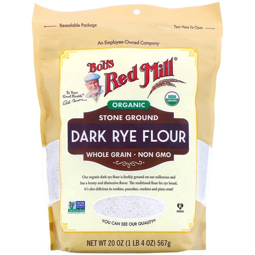 Bob's Red Mill, Organic Dark Rye Flour, Whole Grain, 20 Oz Pack Of 2