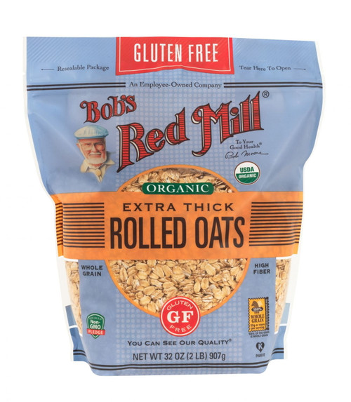 Bob's Red Mill Organic Rolled Oats Gluten Free Extra Thick 32 Oz Pack Of 2