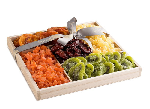 The Nuttery Premium Dried Fruit Classic Gift Basket-dried Fruit Mix Gift Box-healthy Snacking Gift Set-wooden Tray Sectional Tray For Gift