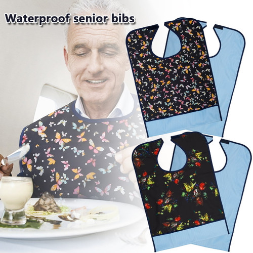 Littleduckling Adult Bibs Waterproof Mealtime Bib Protector Adult Disability Aid Bibs Washable Reusable Adult Bib For Eating 65 X 45 Cm Dining Bibs Clothing Protector With Crumb Catcher