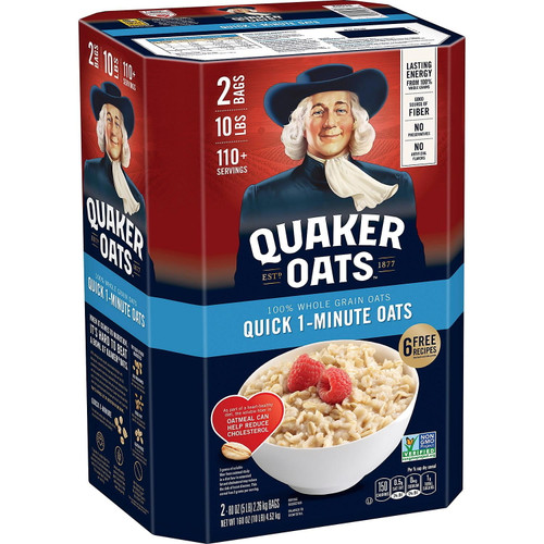 Quaker Quick 1 Minute Oats Pack Of 2, 5lb Each