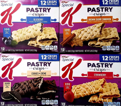 Special K Kellogg's Pastry 4 Flavors Blueberry, Brown Sugar Cinnamon, Cookies & Creme, Strawberry, 5.28 Oz. Boxes (pack Of 4)