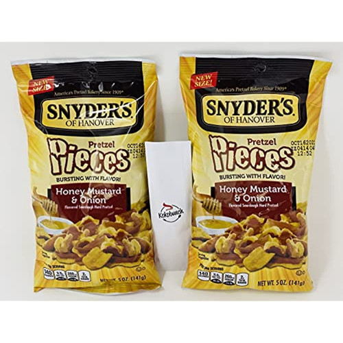 Snyders Of Hanover Pretzels Pieces Honey Mustard & Onion Sourdough Pretzel Bits Bundle With Kokobunch Kit | 2 Pk - 5 Oz.