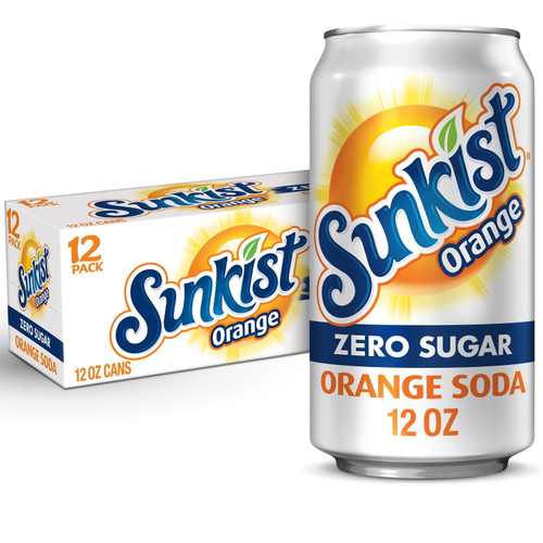 Sunkist Zero Sugar Orange Soda, 12 Fl Oz Cans, 12 Pack