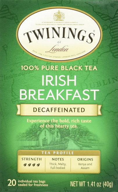 Twinings Classic Irish Breakfast Decaffeinated Tea, 20 Count