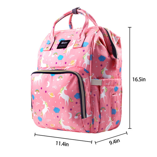 Lequeen Baby Diaper Bag Backpack Large Capacity Waterproof Backpack Nappy Changing Bag, Pink