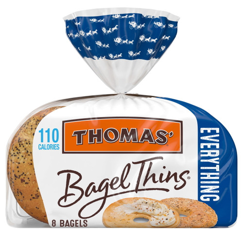 Thomas' Everything Bagel Thins, Only 110 Calories, 8 Count, 13 Oz