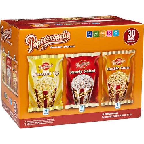 Popcornopolis Gourmet Popcorn, Variety Pack, 30-count