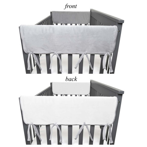 American Baby Company Heavenly Soft Chenille Reversible Crib Rail Cover For Side Rails, Gray/white, Wide For Rails Measuring Up To 18" Around, 2 Pack