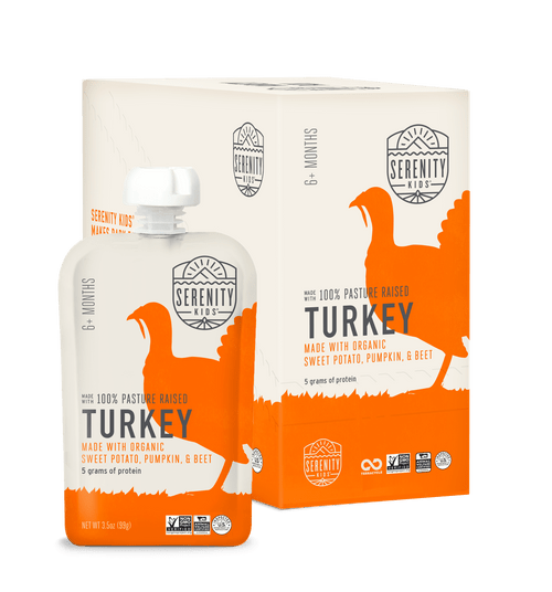 (6 Pack) Serenity Kids Stage 2 Baby Food, Pasture Raised Turkey With Organic Sweet Potato 3.5 Ounce, 6+ Months