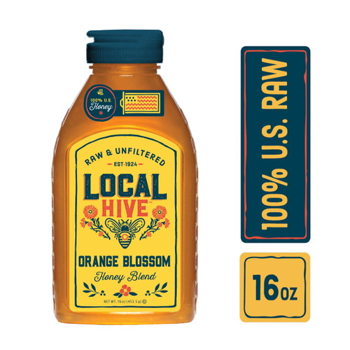 Local Hive, Raw & Unfiltered, 100% U.s. Orange Blossom Honey Blend, 16 Oz