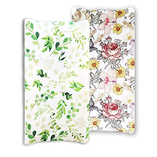 Baby Floral Diaper Changing Pad Cover Cradle Mattress, 2 Pack Floral Changing Table Cover, Green Leaf Changing Pad Covers