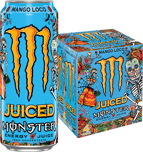 (4 Cans) Juice Monster Mango Loco, Juice + Energy, 16 Fl Oz
