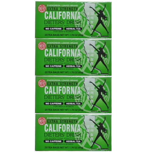 4 Boxes California Dieters' Tea, Extra Strength (20 Tea Bags)