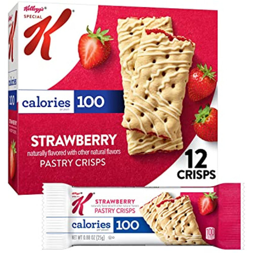 Kelloggs Special K Pastry Crisps, Breakfast Bars, 100 Calorie Snacks, Strawberry, 5.28oz Box (12 Crisps)