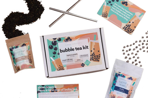 Flavor Purveyor Diy Bubble Tea Kit! Includes Boba Tapioca Pearls, Royal Milk Loose Leaf Tea, Rooibos Chai Loose Leaf Tea And Stainless Straws! Enjoy Bubble Tea From The Comfort Of Your Home!